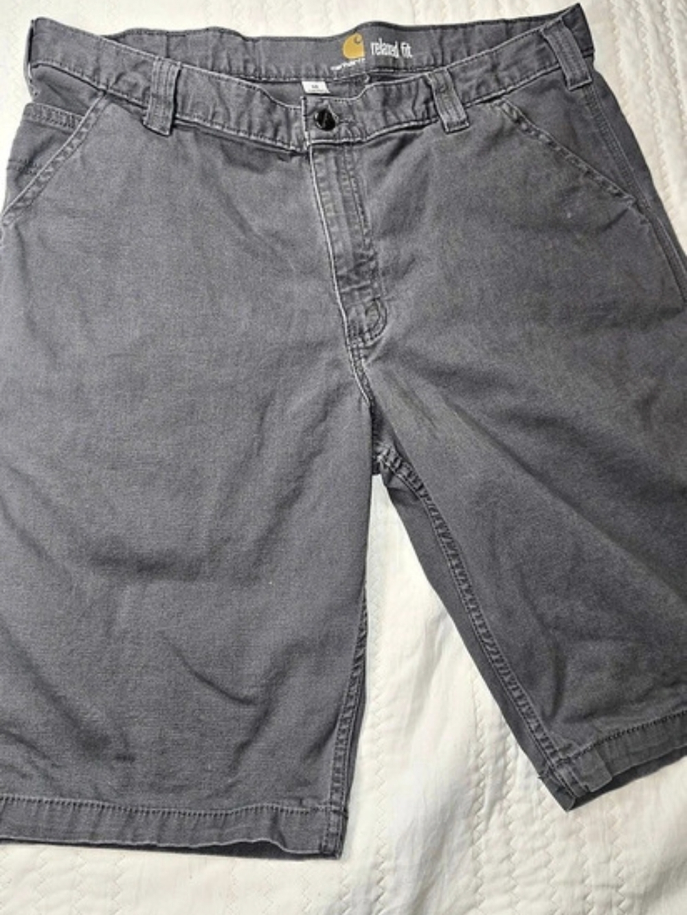 Carhartt Rugged Flex Relaxed Fit Canvas Utility Work Short Cargo Shorts Gray